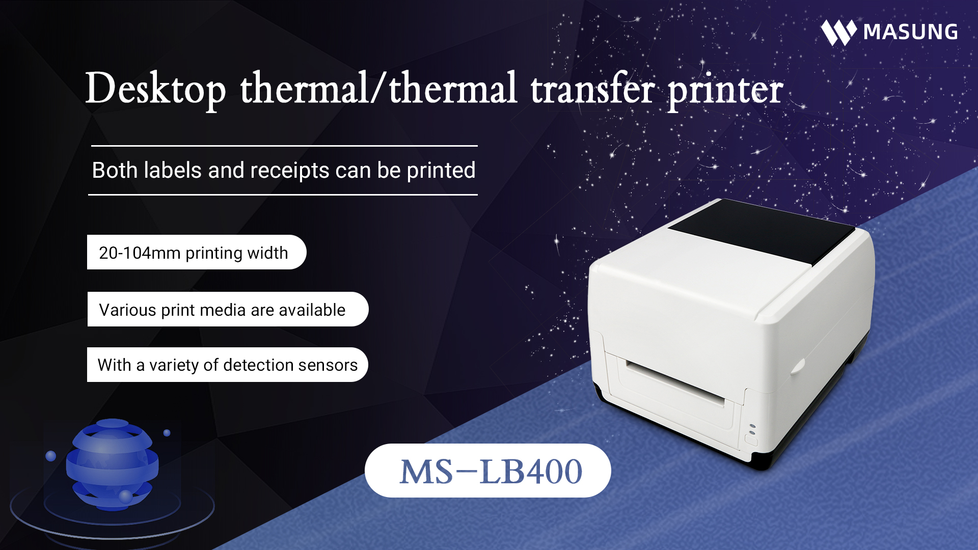 Masung thermal transfer barcode printer MS-LB400 provides solutions for the retail industry