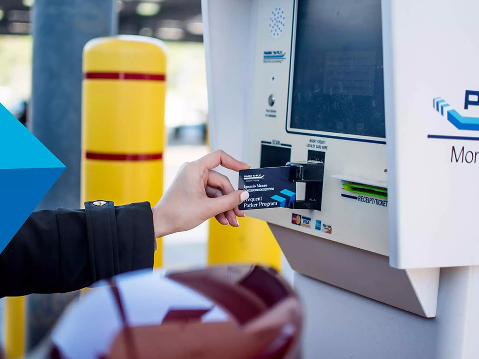 Pay parking fees at the self-service kiosk