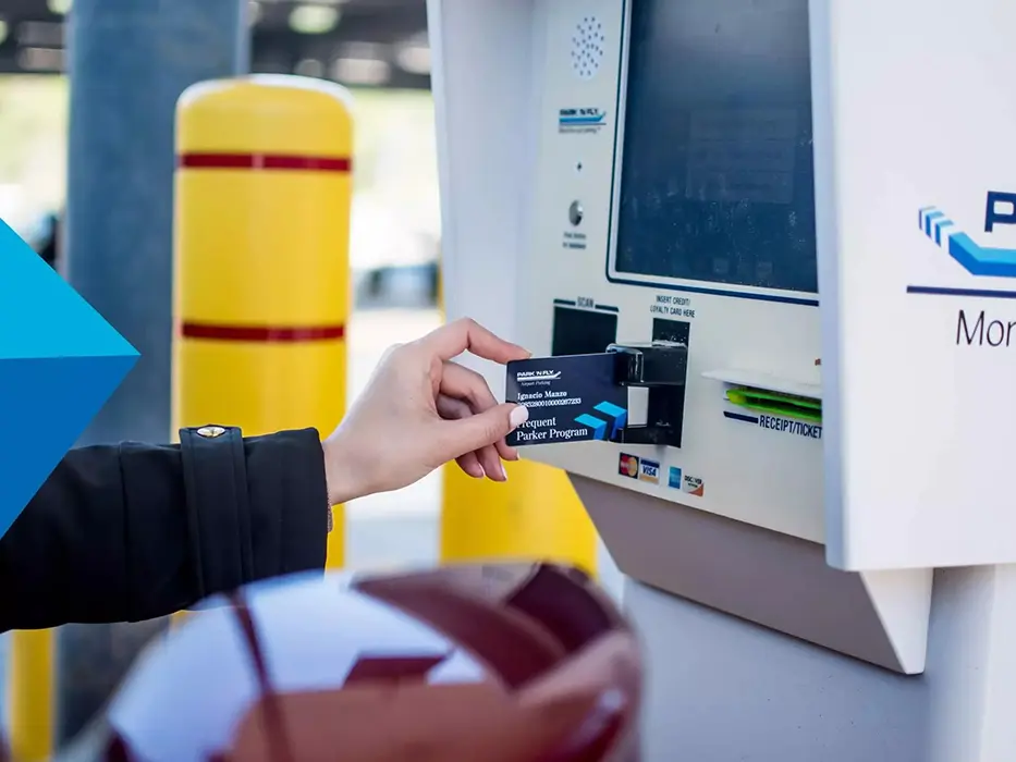 Pay parking fees at the self-service kiosk