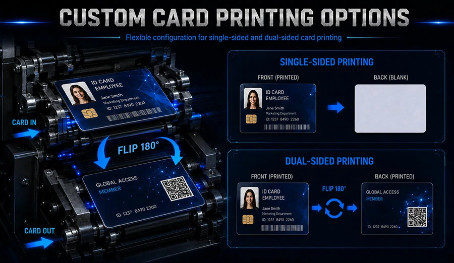 single-sided and dual-sided card printing